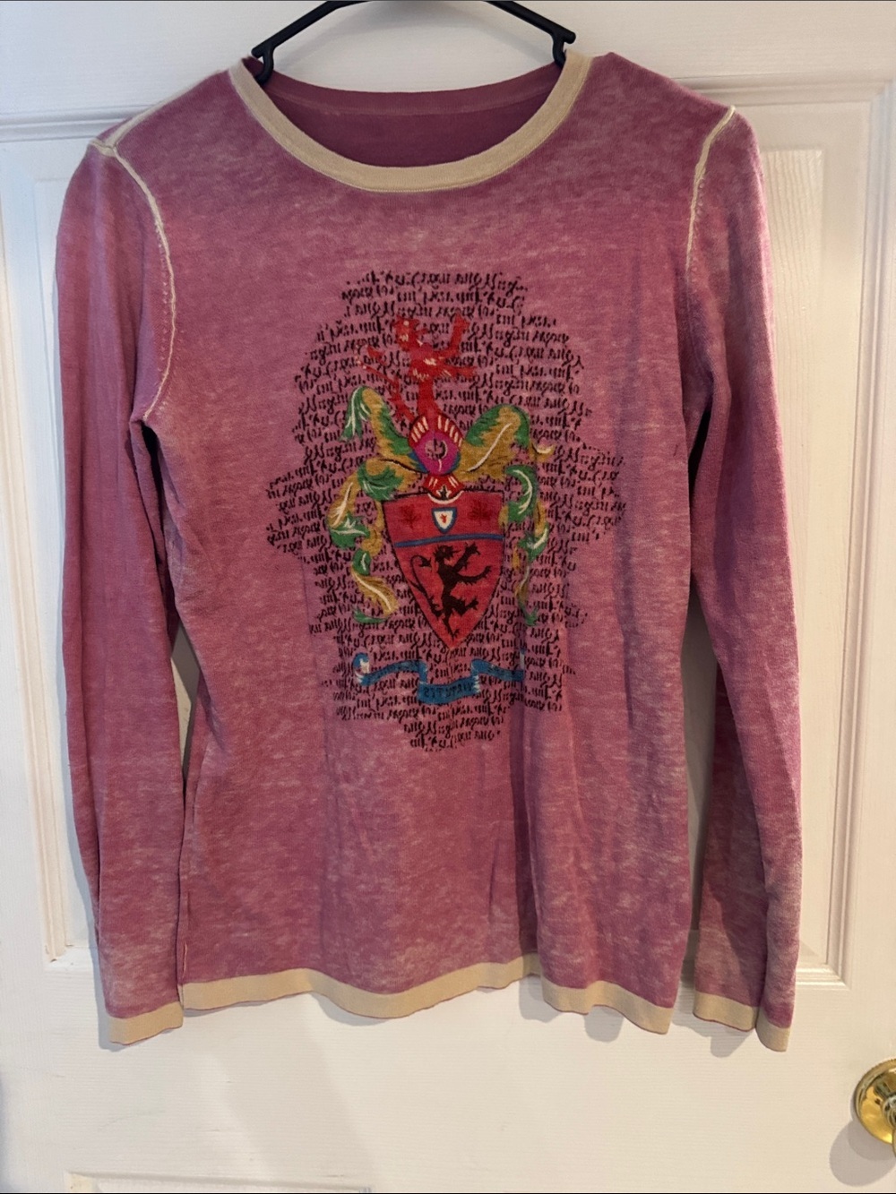 Women's Long Sleeve Pink Crewneck Top